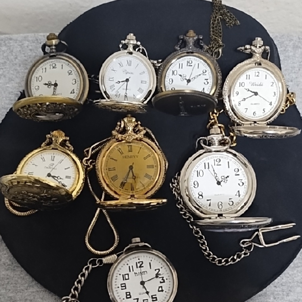 Vintage Pocket Watch Collection - Gold, Silver, Black